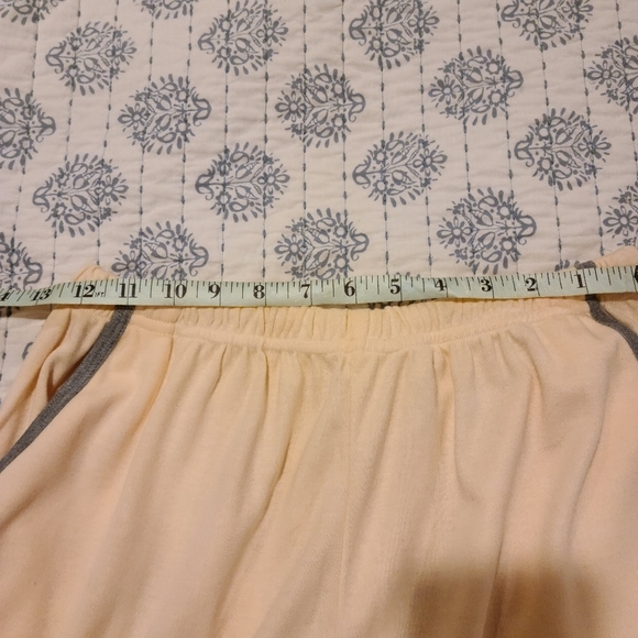 Bocoo pants and shorts. Poly & cotton, size large. Pale yellow with grey piping. - Picture 3 of 16
